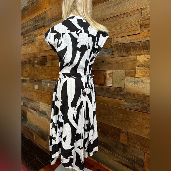 DNKY Linen cap sleeve asymmetrical tie dresssz 12 - Picture 10 of 11